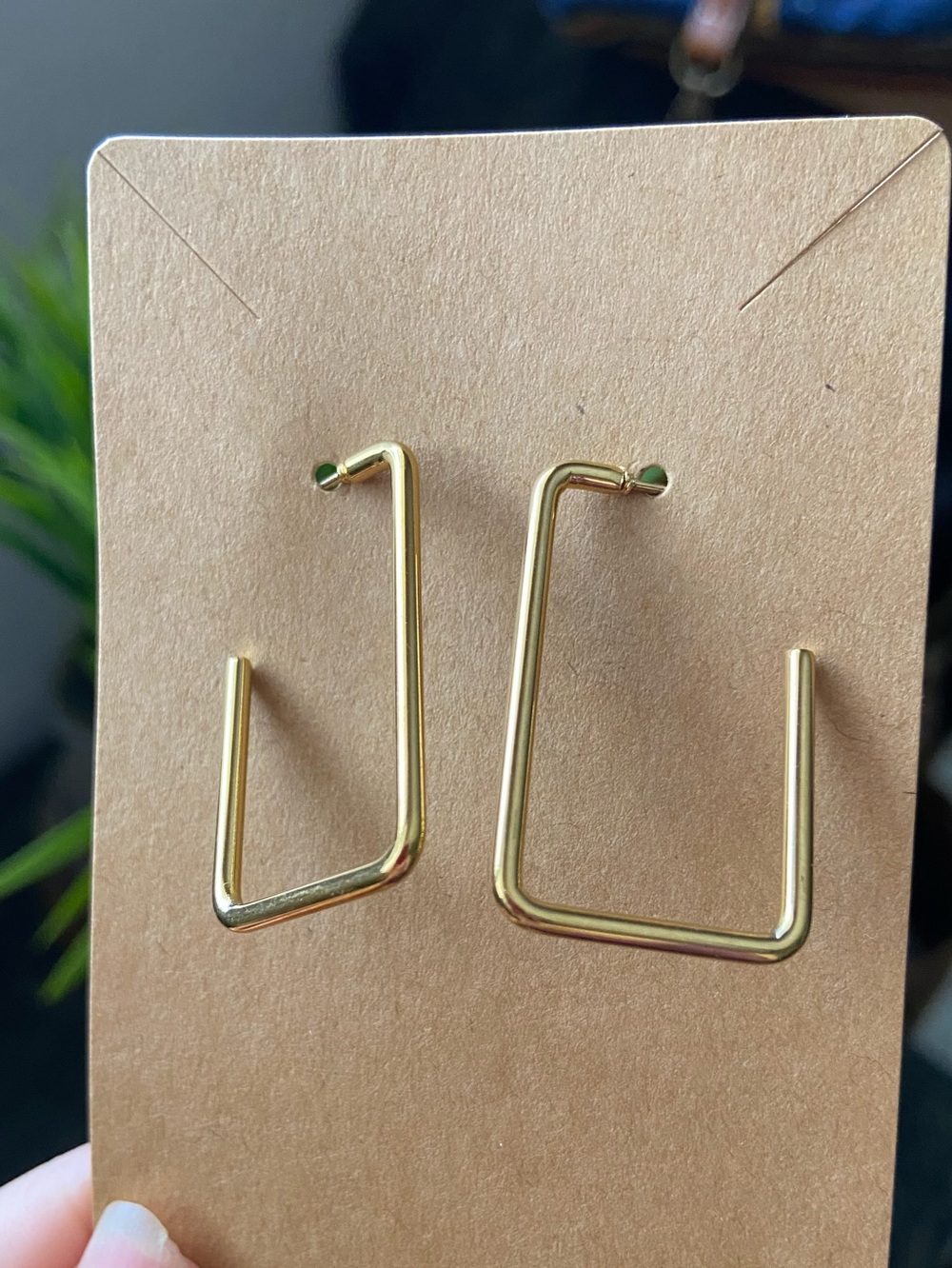Gold Geometric Square Hoop Earrings - Women Jewelry